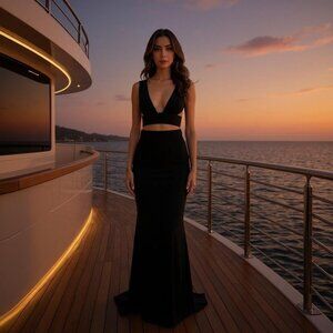 Solace London OS810 Larina Cutout Maxi Dress Black Size 4 Revolve Evening